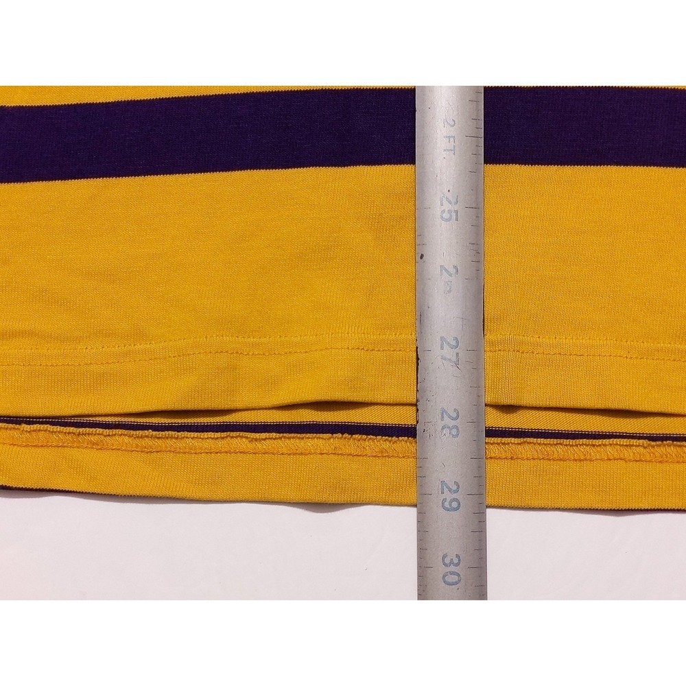 J CREW Long Sleeve Rugby Polo Shirt BE890 Yellow Purple Striped Medium M - Picture 4 of 10